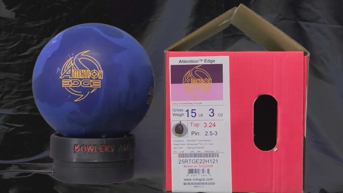 Roto Grip Attention Edge 15 lbs - Bowlers Asylum - World Elite Bowling - SRGBBFS - Storm Bowling - Roto Grip Bowling - 900 Global Bowling - Motiv Bowling - Track Bowling - Brunswick Bowling - Radical Bowling - Ebonite Bowling - DV8 Bowling - Columbia 300 Bowling - Hammer Bowling
