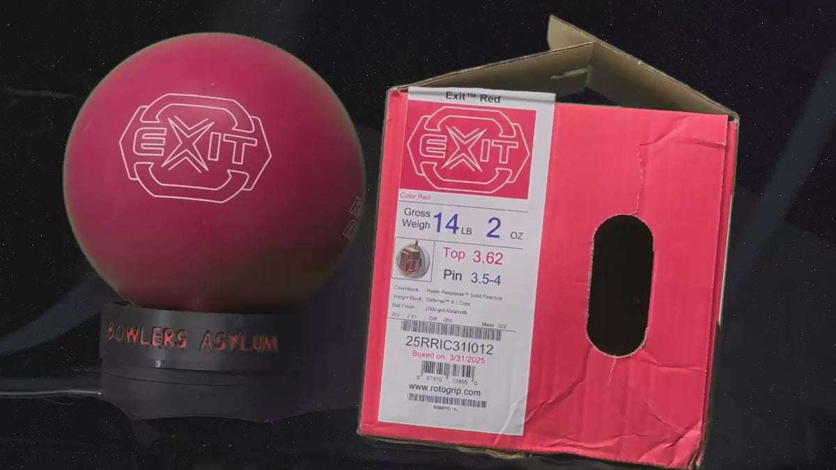 Roto Grip Exit Red 14 lbs - Bowlers Asylum - World Elite Bowling - SRGBBFS - Storm Bowling - Roto Grip Bowling - 900 Global Bowling - Motiv Bowling - Track Bowling - Brunswick Bowling - Radical Bowling - Ebonite Bowling - DV8 Bowling - Columbia 300 Bowling - Hammer Bowling
