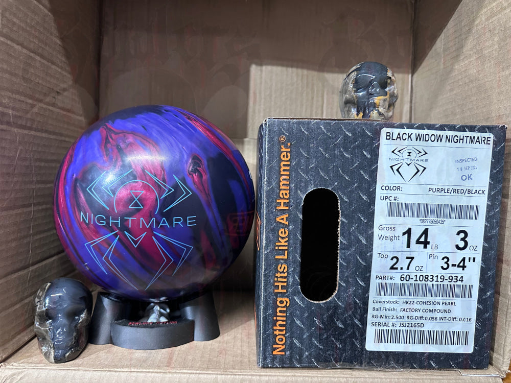 Hammer Black Widow Nightmare 14 lbs - Bowlers Asylum - World Elite Bowling - SRGBBFS - Storm Bowling - Roto Grip Bowling - 900 Global Bowling - Motiv Bowling - Track Bowling - Brunswick Bowling - Radical Bowling - Ebonite Bowling - DV8 Bowling - Columbia 300 Bowling - Hammer Bowling