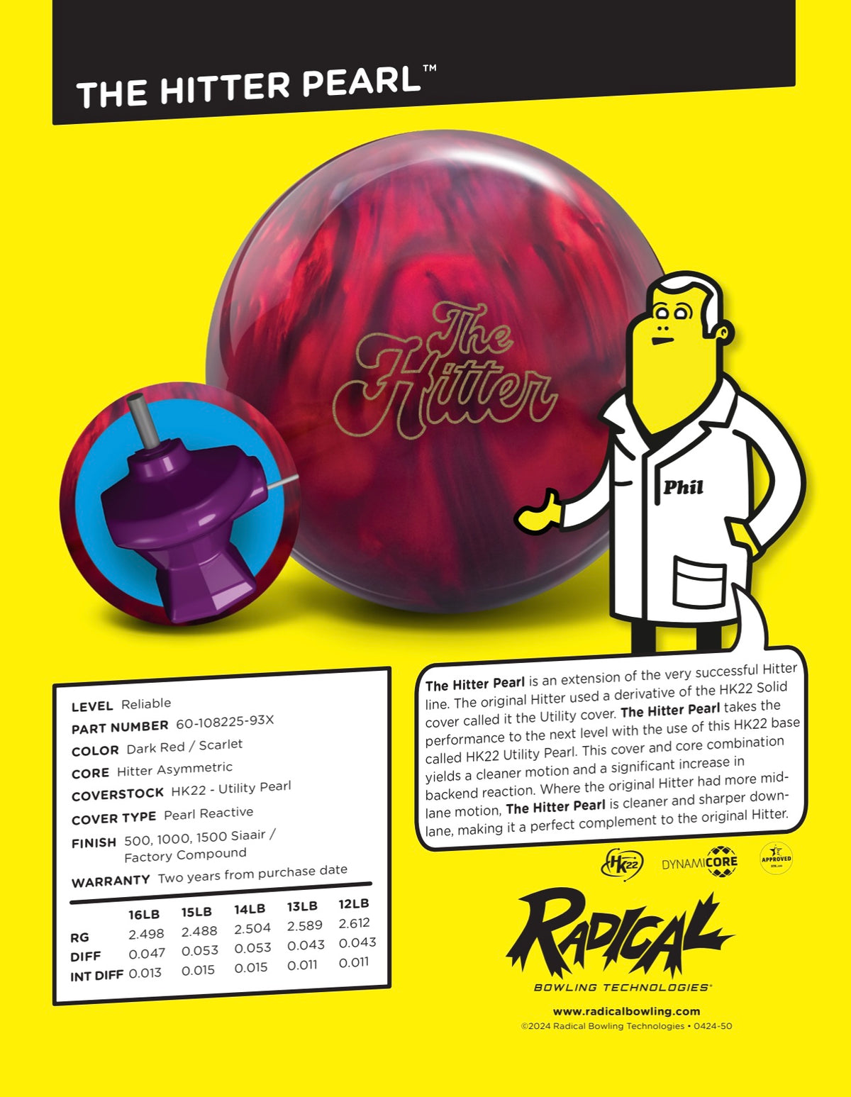 Radical Hitter Pearl - Bowlers Asylum - World Elite Bowling - SRGBBFS - Storm Bowling - Roto Grip Bowling - 900 Global Bowling - Motiv Bowling - Track Bowling - Brunswick Bowling - Radical Bowling - Ebonite Bowling - DV8 Bowling - Columbia 300 Bowling - Hammer Bowling