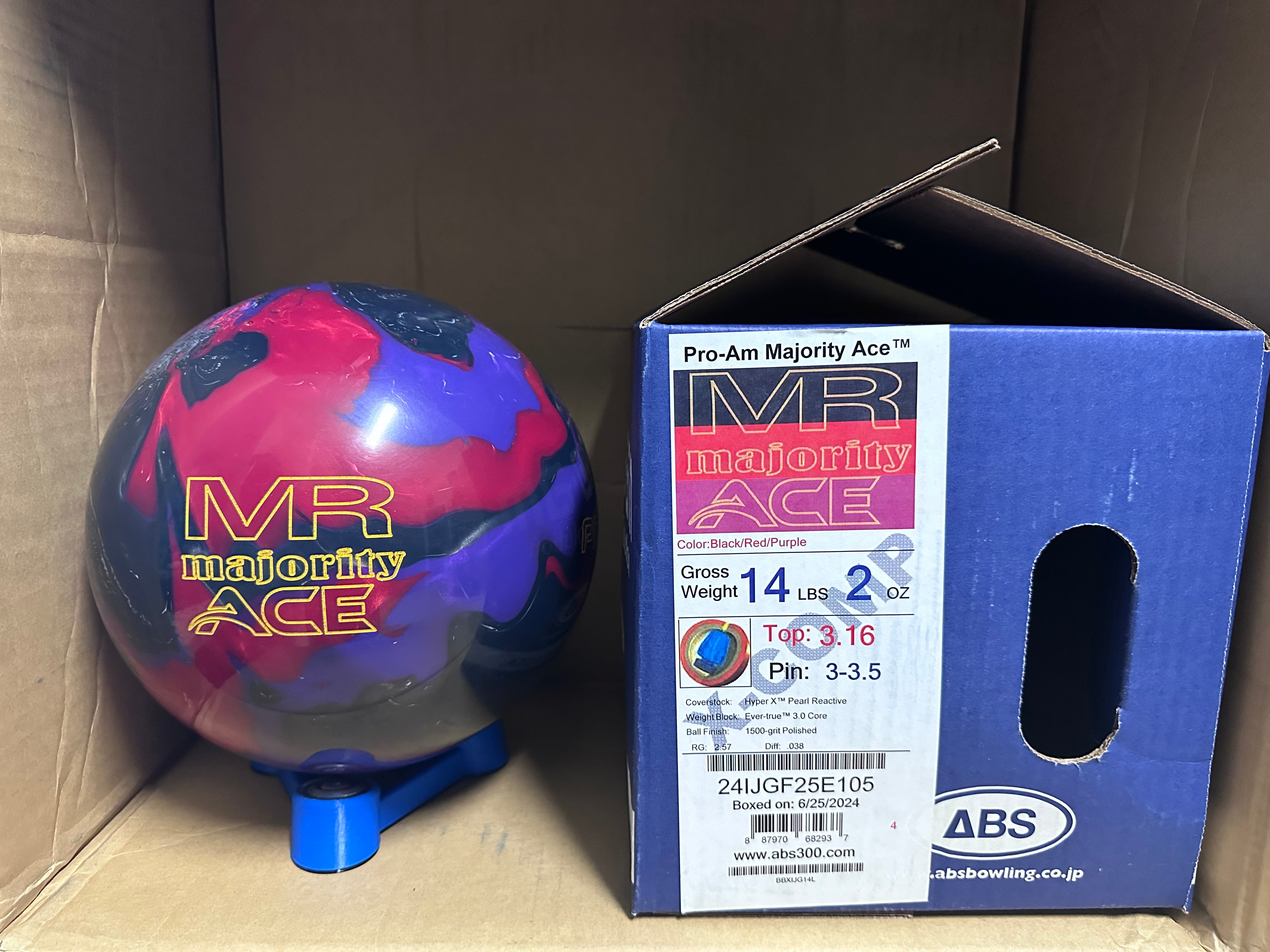 ABS PRO-AM MR Majority Ace 14 lbs  X-Comp - Bowlers Asylum - World Elite Bowling - SRGBBFS - Storm Bowling - Roto Grip Bowling - 900 Global Bowling - Motiv Bowling - Track Bowling - Brunswick Bowling - Radical Bowling - Ebonite Bowling - DV8 Bowling - Columbia 300 Bowling - Hammer Bowling