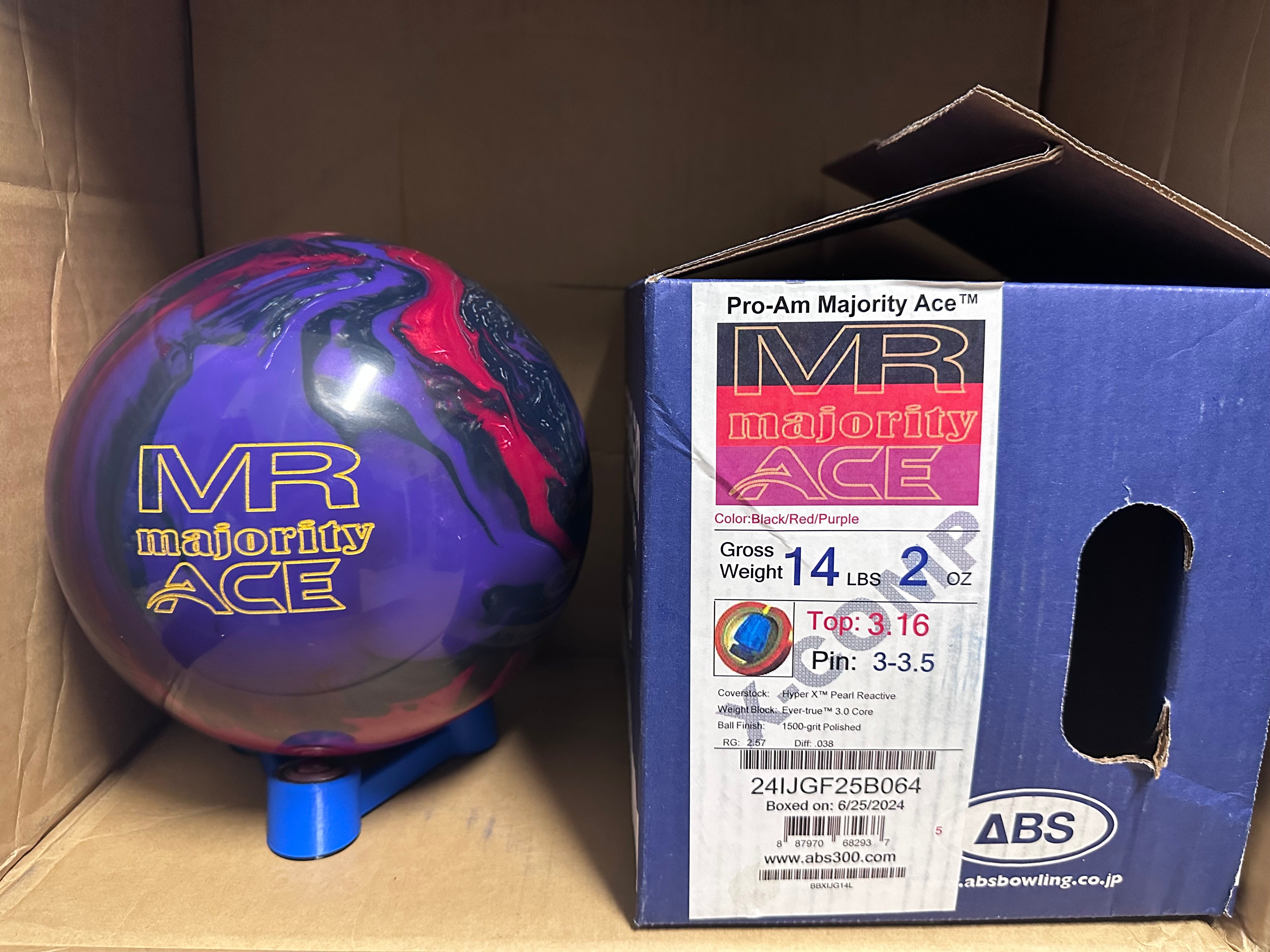 ABS PRO-AM MR Majority Ace 14 lbs  X-Comp - Bowlers Asylum - World Elite Bowling - SRGBBFS - Storm Bowling - Roto Grip Bowling - 900 Global Bowling - Motiv Bowling - Track Bowling - Brunswick Bowling - Radical Bowling - Ebonite Bowling - DV8 Bowling - Columbia 300 Bowling - Hammer Bowling