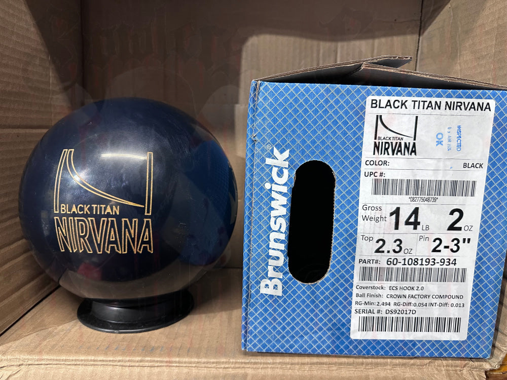 Brunswick Black Titan Nirvana 14 lbs - Bowlers Asylum - World Elite Bowling - SRGBBFS - Storm Bowling - Roto Grip Bowling - 900 Global Bowling - Motiv Bowling - Track Bowling - Brunswick Bowling - Radical Bowling - Ebonite Bowling - DV8 Bowling - Columbia 300 Bowling - Hammer Bowling