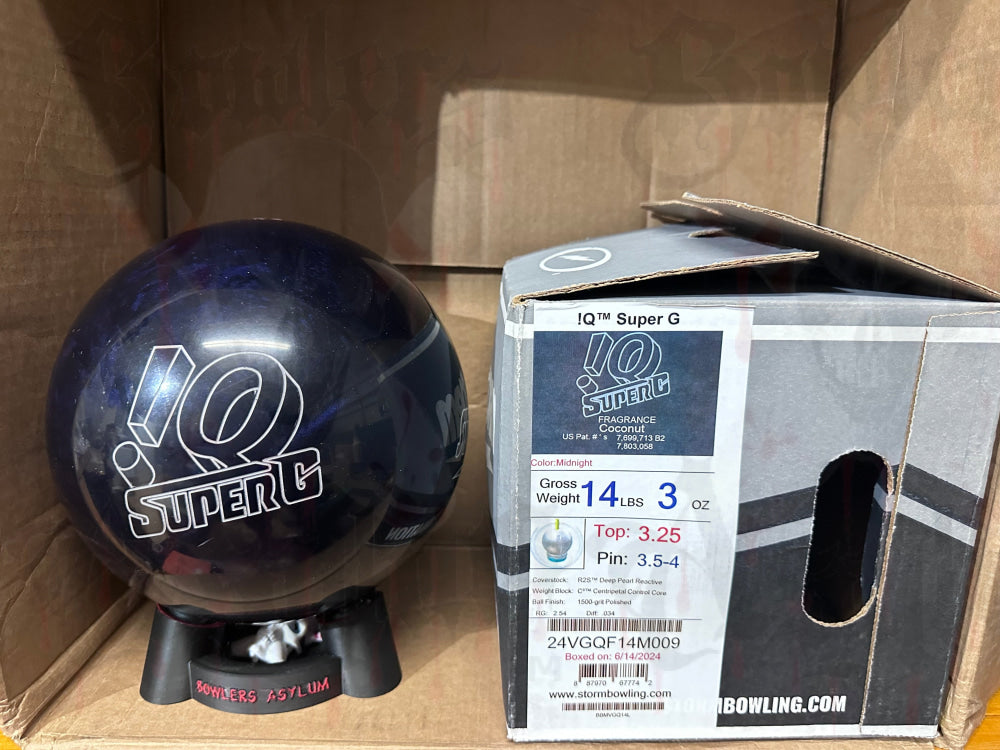 Storm IQ Super G 14 lbs - Bowlers Asylum - World Elite Bowling - SRGBBFS - Storm Bowling - Roto Grip Bowling - 900 Global Bowling - Motiv Bowling - Track Bowling - Brunswick Bowling - Radical Bowling - Ebonite Bowling - DV8 Bowling - Columbia 300 Bowling - Hammer Bowling