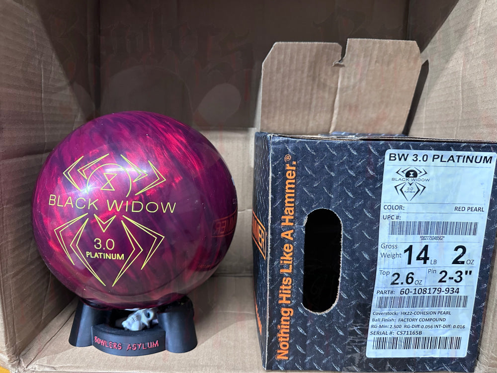 Hammer Black Widow 3.0 Platinum Red 14 Lbs - Bowlers Asylum - World Elite Bowling - SRGBBFS - Storm Bowling - Roto Grip Bowling - 900 Global Bowling - Motiv Bowling - Track Bowling - Brunswick Bowling - Radical Bowling - Ebonite Bowling - DV8 Bowling - Columbia 300 Bowling - Hammer Bowling