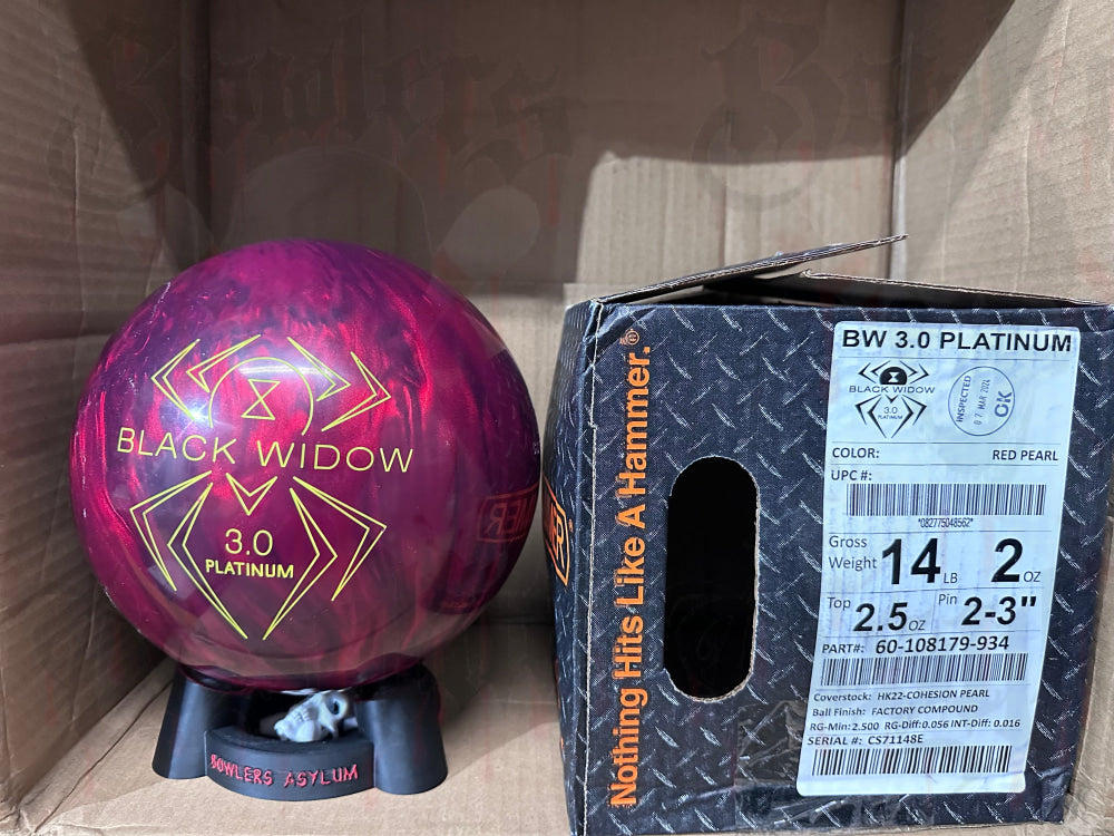 Hammer Black Widow 3.0 Platinum Red 14 Lbs - Bowlers Asylum - World Elite Bowling - SRGBBFS - Storm Bowling - Roto Grip Bowling - 900 Global Bowling - Motiv Bowling - Track Bowling - Brunswick Bowling - Radical Bowling - Ebonite Bowling - DV8 Bowling - Columbia 300 Bowling - Hammer Bowling