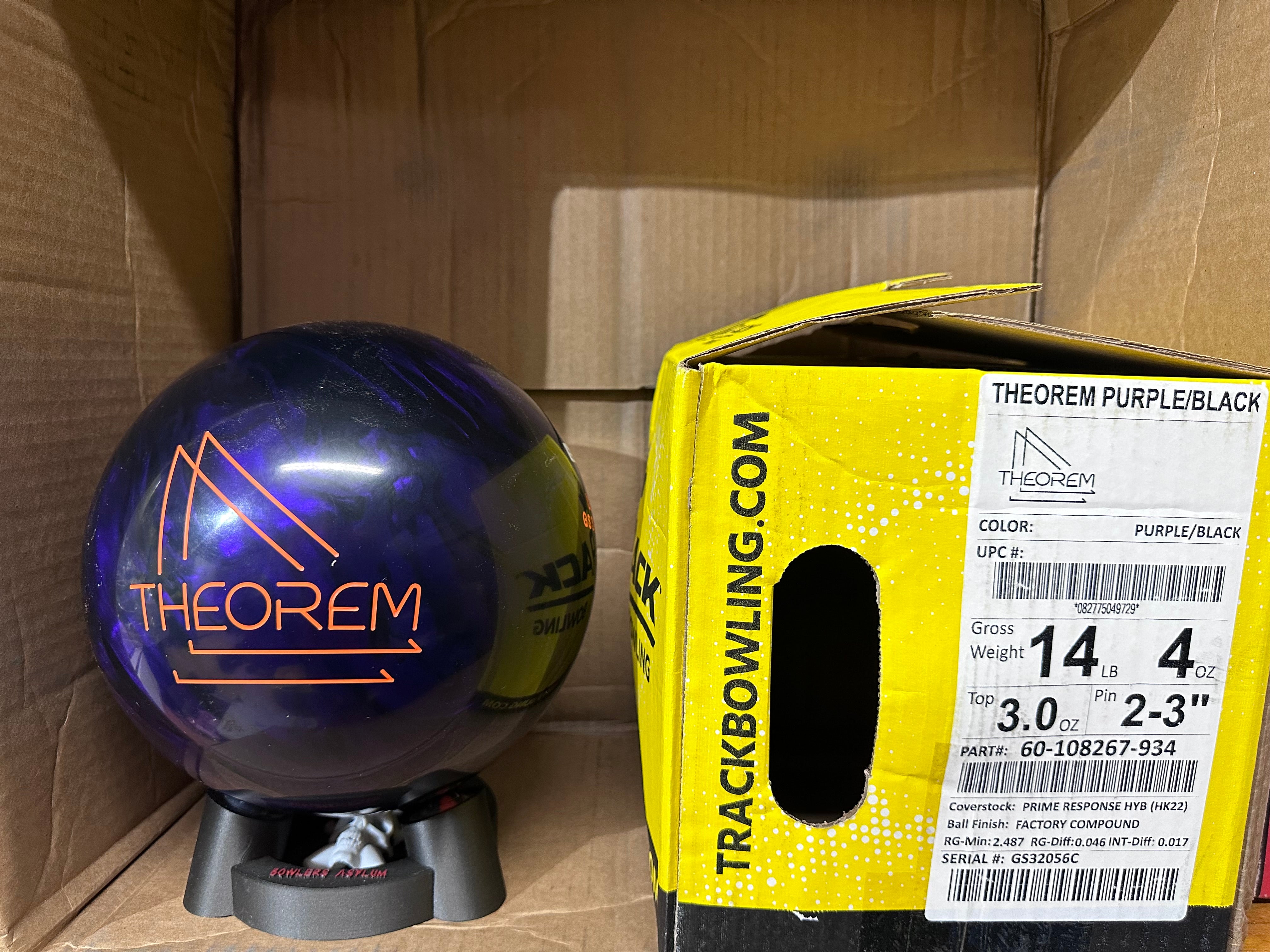 Track Theorem Purple/Black 14 lbs - Bowlers Asylum - World Elite Bowling - SRGBBFS - Storm Bowling - Roto Grip Bowling - 900 Global Bowling - Motiv Bowling - Track Bowling - Brunswick Bowling - Radical Bowling - Ebonite Bowling - DV8 Bowling - Columbia 300 Bowling - Hammer Bowling