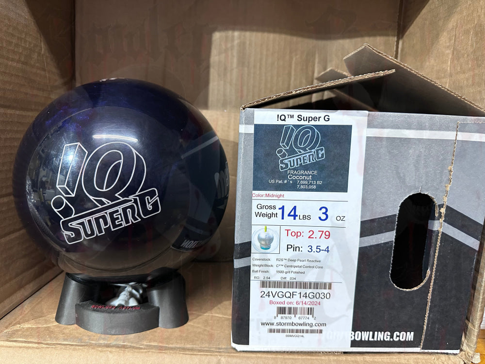 Storm IQ Super G 14 lbs - Bowlers Asylum - World Elite Bowling - SRGBBFS - Storm Bowling - Roto Grip Bowling - 900 Global Bowling - Motiv Bowling - Track Bowling - Brunswick Bowling - Radical Bowling - Ebonite Bowling - DV8 Bowling - Columbia 300 Bowling - Hammer Bowling