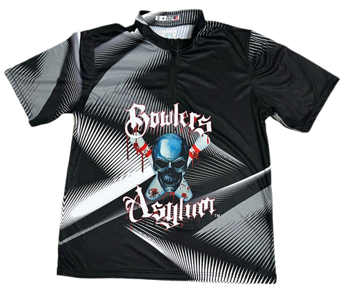 Bowlers Asylum Black and Gray Sash Zip Jersey - Bowlers Asylum - World Elite Bowling - SRGBBFS - Storm Bowling - Roto Grip Bowling - 900 Global Bowling - Motiv Bowling - Track Bowling - Brunswick Bowling - Radical Bowling - Ebonite Bowling - DV8 Bowling - Columbia 300 Bowling - Hammer Bowling