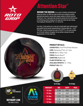 Load image into Gallery viewer, Roto Grip Attention Star - Bowlers Asylum - World Elite Bowling - SRGBBFS - Storm Bowling - Roto Grip Bowling - 900 Global Bowling - Motiv Bowling - Track Bowling - Brunswick Bowling - Radical Bowling - Ebonite Bowling - DV8 Bowling - Columbia 300 Bowling - Hammer Bowling
