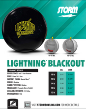 Load image into Gallery viewer, Storm Lightning Blackout - Bowlers Asylum - World Elite Bowling - SRGBBFS - Storm Bowling - Roto Grip Bowling - 900 Global Bowling - Motiv Bowling - Track Bowling - Brunswick Bowling - Radical Bowling - Ebonite Bowling - DV8 Bowling - Columbia 300 Bowling - Hammer Bowling
