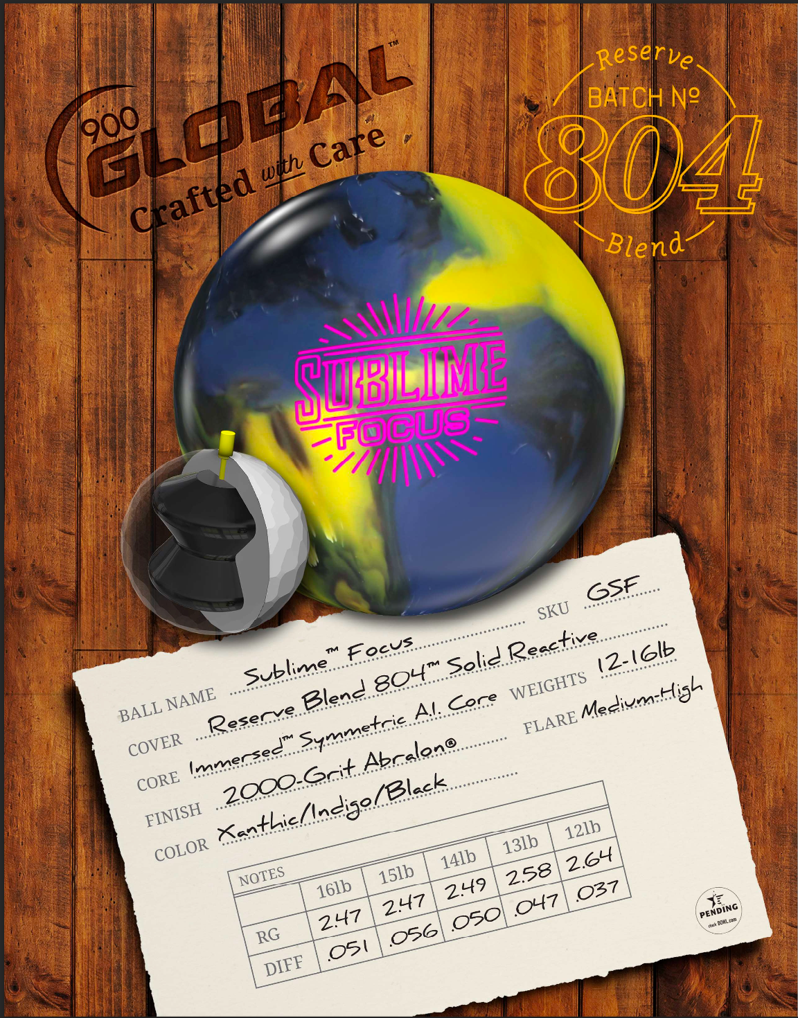 900 Global Sublime Focus - Bowlers Asylum - World Elite Bowling - SRGBBFS - Storm Bowling - Roto Grip Bowling - 900 Global Bowling - Motiv Bowling - Track Bowling - Brunswick Bowling - Radical Bowling - Ebonite Bowling - DV8 Bowling - Columbia 300 Bowling - Hammer Bowling