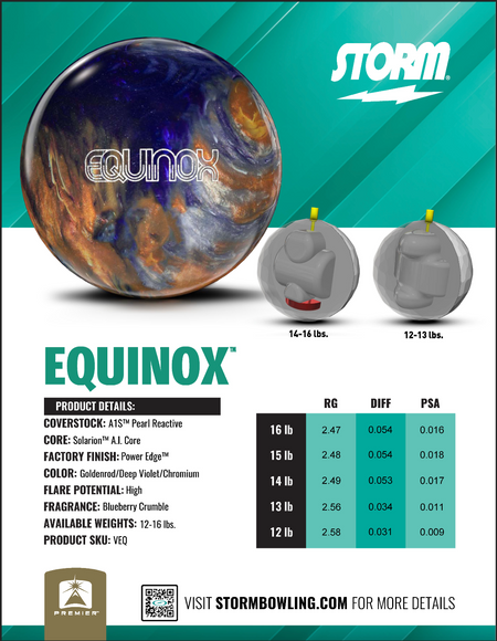 Storm Equinox - Bowlers Asylum - World Elite Bowling - SRGBBFS - Storm Bowling - Roto Grip Bowling - 900 Global Bowling - Motiv Bowling - Track Bowling - Brunswick Bowling - Radical Bowling - Ebonite Bowling - DV8 Bowling - Columbia 300 Bowling - Hammer Bowling