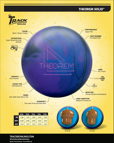 Track Theorem Solid (Pre-Order) - Bowlers Asylum - World Elite Bowling - SRGBBFS - Storm Bowling - Roto Grip Bowling - 900 Global Bowling - Motiv Bowling - Track Bowling - Brunswick Bowling - Radical Bowling - Ebonite Bowling - DV8 Bowling - Columbia 300 Bowling - Hammer Bowling