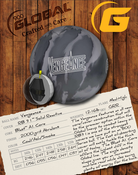 900 Global Vengeance - Bowlers Asylum - World Elite Bowling - SRGBBFS - Storm Bowling - Roto Grip Bowling - 900 Global Bowling - Motiv Bowling - Track Bowling - Brunswick Bowling - Radical Bowling - Ebonite Bowling - DV8 Bowling - Columbia 300 Bowling - Hammer Bowling