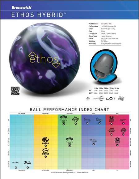 Brunswick Ethos Hybrid - Bowlers Asylum - World Elite Bowling - SRGBBFS - Storm Bowling - Roto Grip Bowling - 900 Global Bowling - Motiv Bowling - Track Bowling - Brunswick Bowling - Radical Bowling - Ebonite Bowling - DV8 Bowling - Columbia 300 Bowling - Hammer Bowling