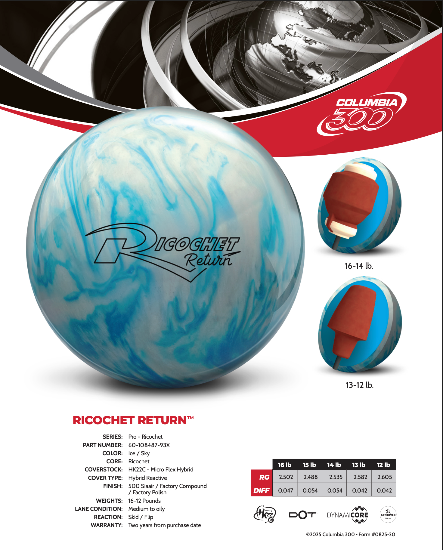 Columbia 300 Ricochet Return - Bowlers Asylum - World Elite Bowling - SRGBBFS - Storm Bowling - Roto Grip Bowling - 900 Global Bowling - Motiv Bowling - Track Bowling - Brunswick Bowling - Radical Bowling - Ebonite Bowling - DV8 Bowling - Columbia 300 Bowling - Hammer Bowling