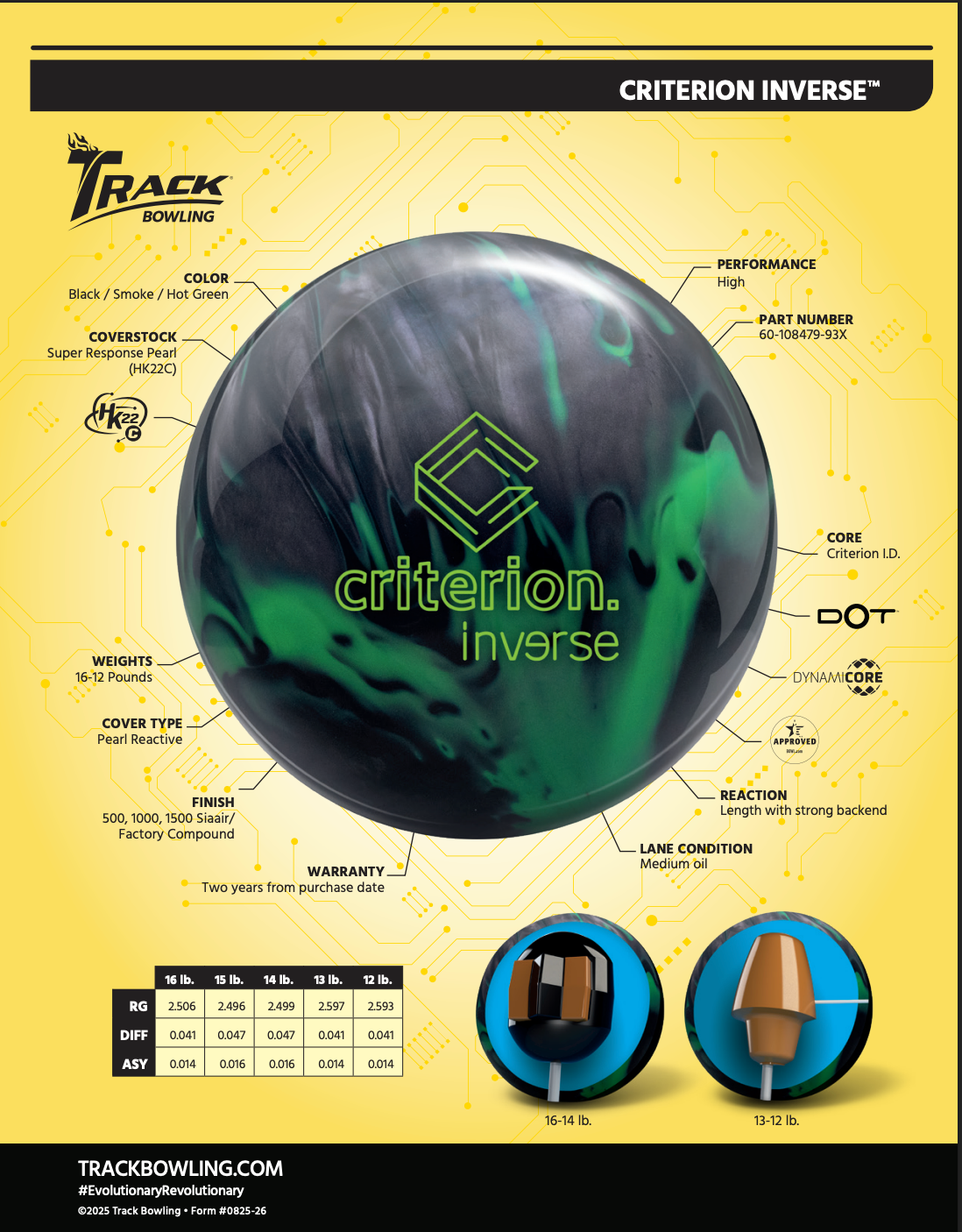 Track Criterion Inverse - Bowlers Asylum - World Elite Bowling - SRGBBFS - Storm Bowling - Roto Grip Bowling - 900 Global Bowling - Motiv Bowling - Track Bowling - Brunswick Bowling - Radical Bowling - Ebonite Bowling - DV8 Bowling - Columbia 300 Bowling - Hammer Bowling