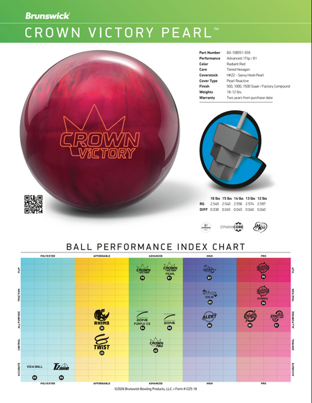 Brunswick Crown Victory Pearl - Bowlers Asylum - World Elite Bowling - SRGBBFS - Storm Bowling - Roto Grip Bowling - 900 Global Bowling - Motiv Bowling - Track Bowling - Brunswick Bowling - Radical Bowling - Ebonite Bowling - DV8 Bowling - Columbia 300 Bowling - Hammer Bowling