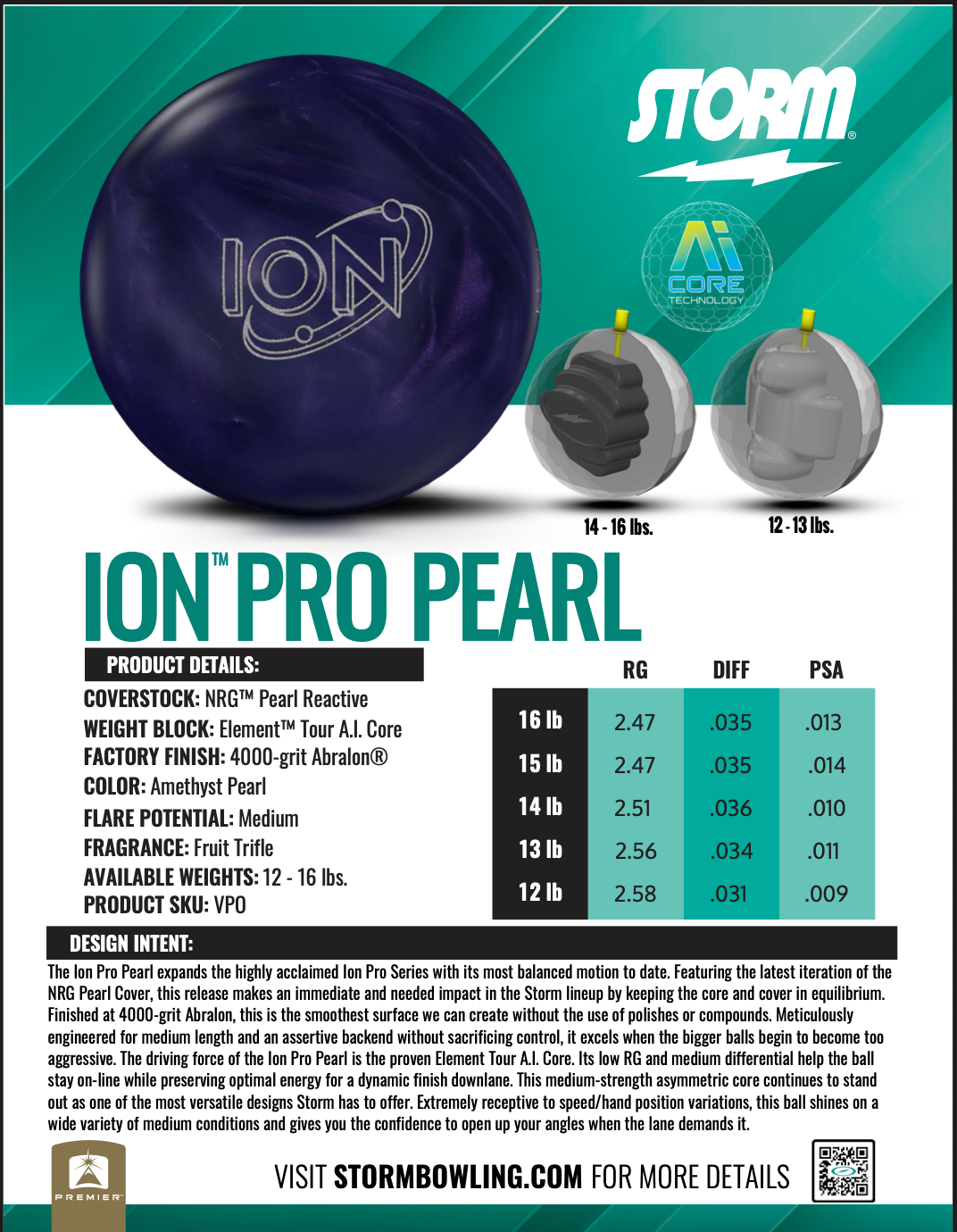 Storm Ion Pro Pearl (Pre-Order) - Bowlers Asylum - World Elite Bowling - SRGBBFS - Storm Bowling - Roto Grip Bowling - 900 Global Bowling - Motiv Bowling - Track Bowling - Brunswick Bowling - Radical Bowling - Ebonite Bowling - DV8 Bowling - Columbia 300 Bowling - Hammer Bowling
