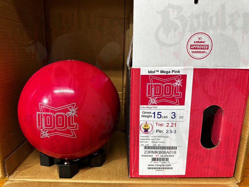 Roto Grip Idol Mega Pink 15 lbs - Bowlers Asylum - World Elite Bowling - SRGBBFS - Storm Bowling - Roto Grip Bowling - 900 Global Bowling - Motiv Bowling - Track Bowling - Brunswick Bowling - Radical Bowling - Ebonite Bowling - DV8 Bowling - Columbia 300 Bowling - Hammer Bowling