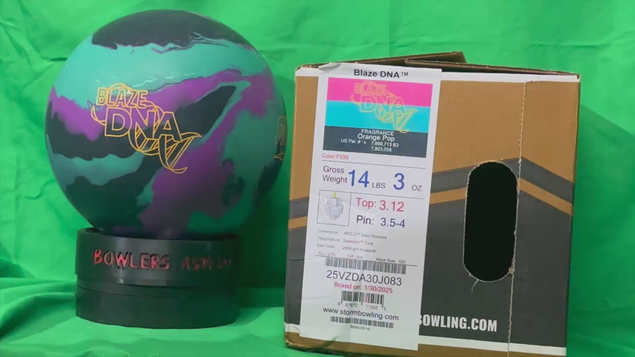 Storm Blaze DNA 14 lbs - Bowlers Asylum - World Elite Bowling - SRGBBFS - Storm Bowling - Roto Grip Bowling - 900 Global Bowling - Motiv Bowling - Track Bowling - Brunswick Bowling - Radical Bowling - Ebonite Bowling - DV8 Bowling - Columbia 300 Bowling - Hammer Bowling