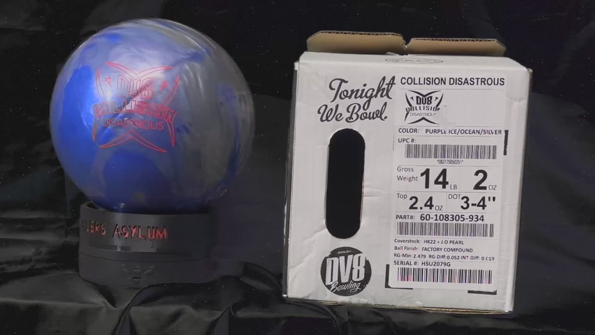 DV8 Collision Disastrous 14 lbs - Bowlers Asylum - World Elite Bowling - SRGBBFS - Storm Bowling - Roto Grip Bowling - 900 Global Bowling - Motiv Bowling - Track Bowling - Brunswick Bowling - Radical Bowling - Ebonite Bowling - DV8 Bowling - Columbia 300 Bowling - Hammer Bowling