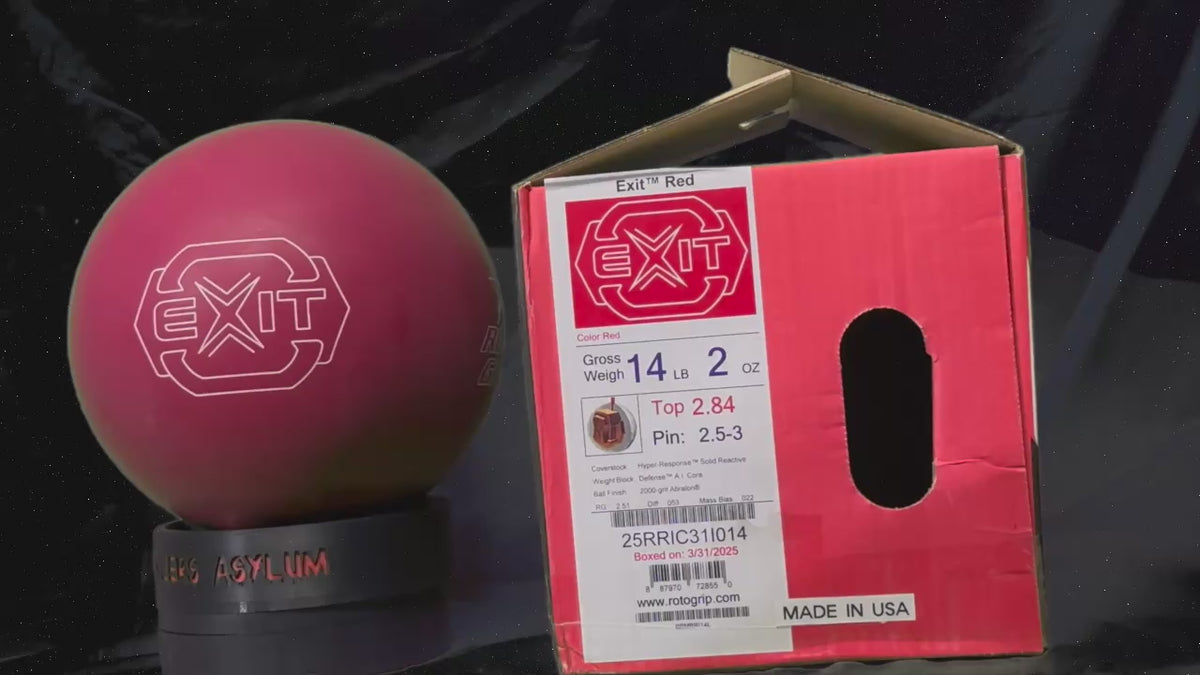 Roto Grip Exit Red 14 lbs - Bowlers Asylum - World Elite Bowling - SRGBBFS - Storm Bowling - Roto Grip Bowling - 900 Global Bowling - Motiv Bowling - Track Bowling - Brunswick Bowling - Radical Bowling - Ebonite Bowling - DV8 Bowling - Columbia 300 Bowling - Hammer Bowling