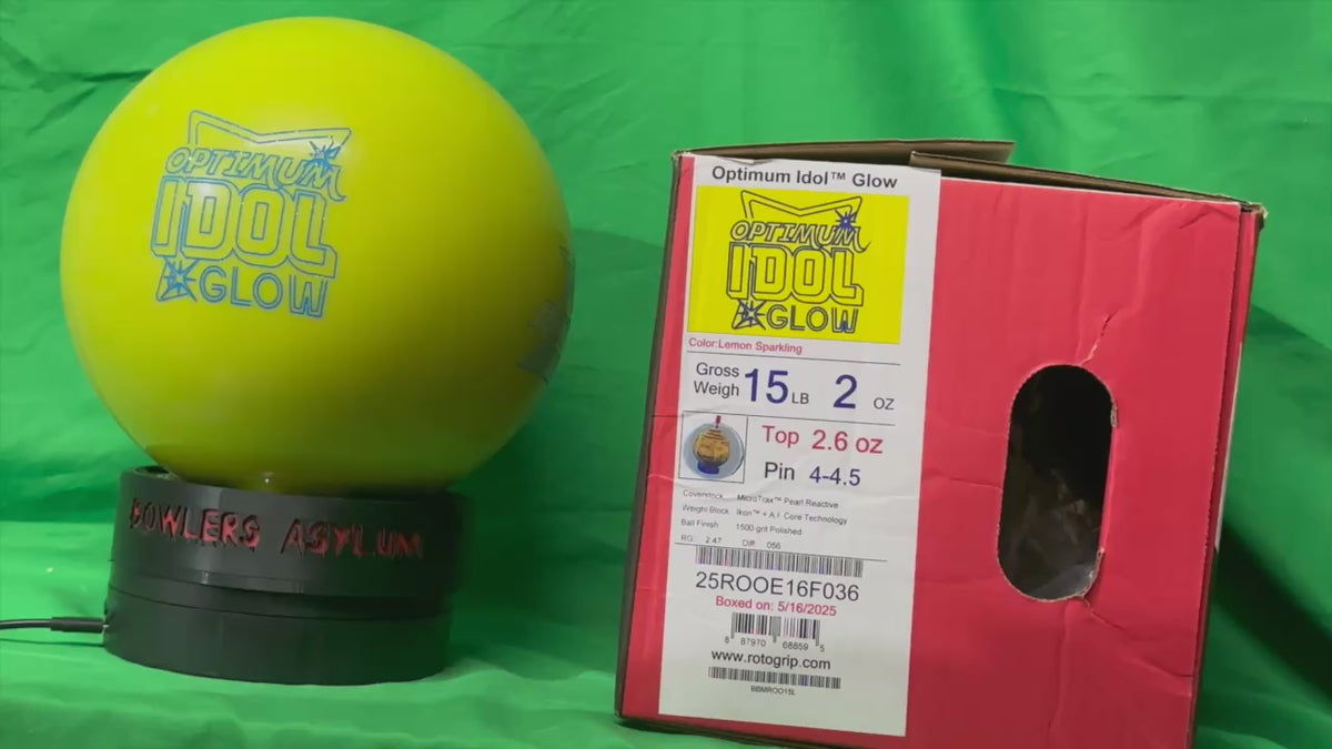 Roto Grip Optimum Idol Glow 15 lbs - Bowlers Asylum - World Elite Bowling - SRGBBFS - Storm Bowling - Roto Grip Bowling - 900 Global Bowling - Motiv Bowling - Track Bowling - Brunswick Bowling - Radical Bowling - Ebonite Bowling - DV8 Bowling - Columbia 300 Bowling - Hammer Bowling