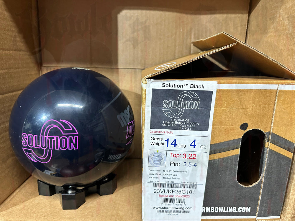 Storm Solution Black 14 lbs - Bowlers Asylum - World Elite Bowling - SRGBBFS - Storm Bowling - Roto Grip Bowling - 900 Global Bowling - Motiv Bowling - Track Bowling - Brunswick Bowling - Radical Bowling - Ebonite Bowling - DV8 Bowling - Columbia 300 Bowling - Hammer Bowling