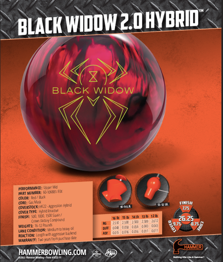 Hammer Black Widow 2.0 Hybrid - Bowlers Asylum - World Elite Bowling - SRGBBFS - Storm Bowling - Roto Grip Bowling - 900 Global Bowling - Motiv Bowling - Track Bowling - Brunswick Bowling - Radical Bowling - Ebonite Bowling - DV8 Bowling - Columbia 300 Bowling - Hammer Bowling